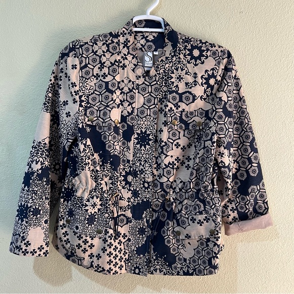 Silk Land Silk Blend Casual Lightweight Button Zip Up Jacket Blazer Pocket XL e2 - Picture 3 of 8